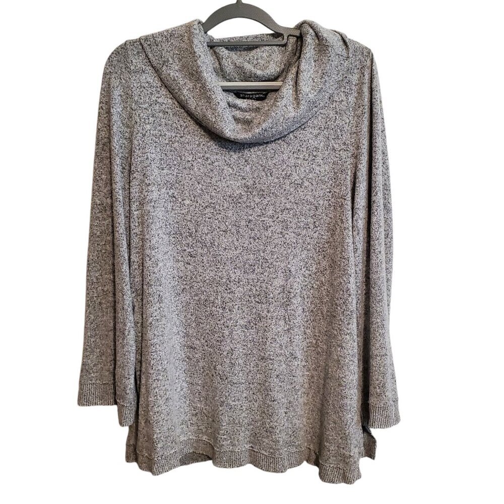 Sharagano Burnout Cowlneck Tunic Sweater with Distressing Hem Large